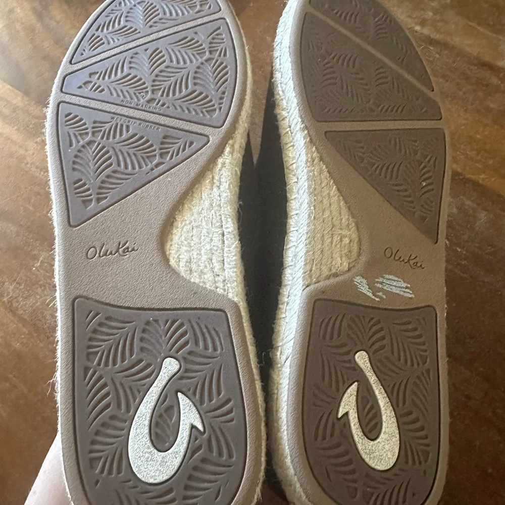 OluKai  KAULA PA'Α ΚΑΡΑ black canvas espadrille slip on shoes ladies size 9‎